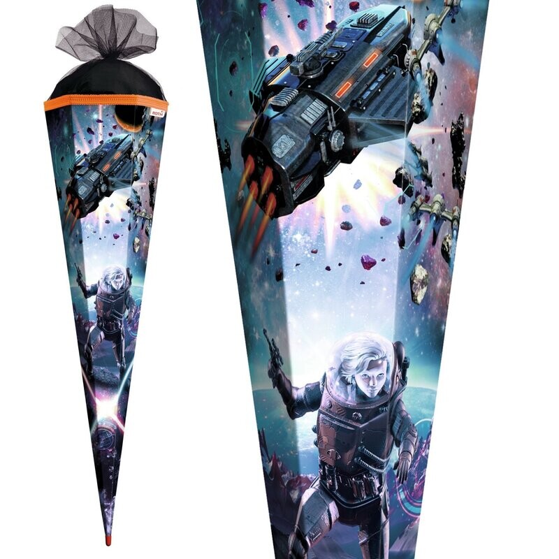 Zuckertüte / Schultüte ROTH, Space Fighter, 85 cm, eckig, Tüll