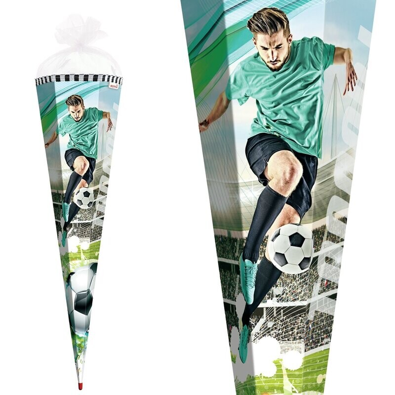 Zuckertüte / Schultüte ROTH, Fußballstar, 85 cm, eckig, Tüll