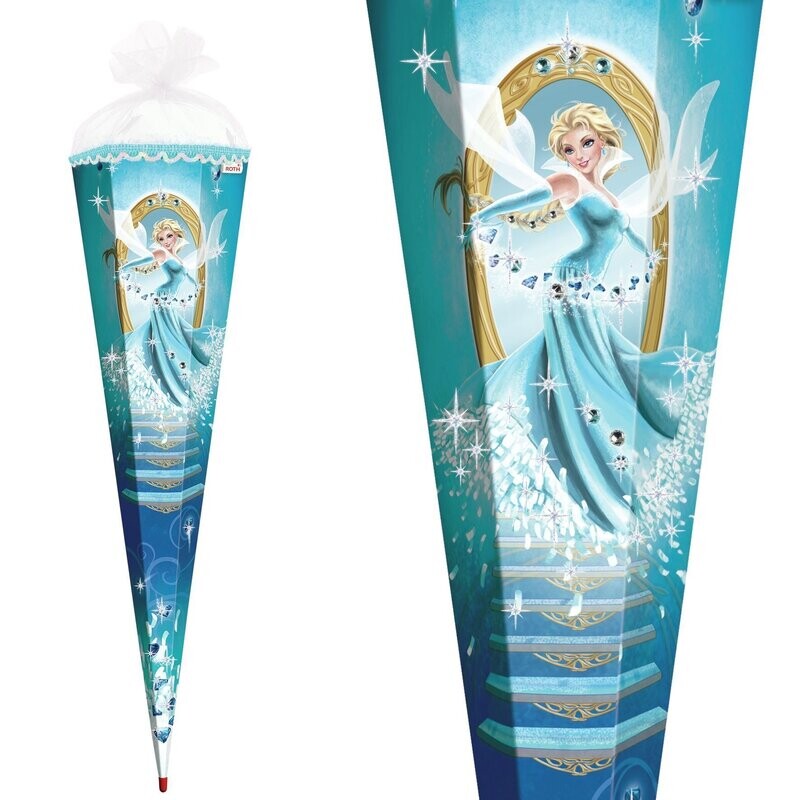 Zuckertüte / Schultüte ROTH, Kristallprinzessin, 85 cm, eckig,  Tüll, Glitter, Pailettenborte & Steine