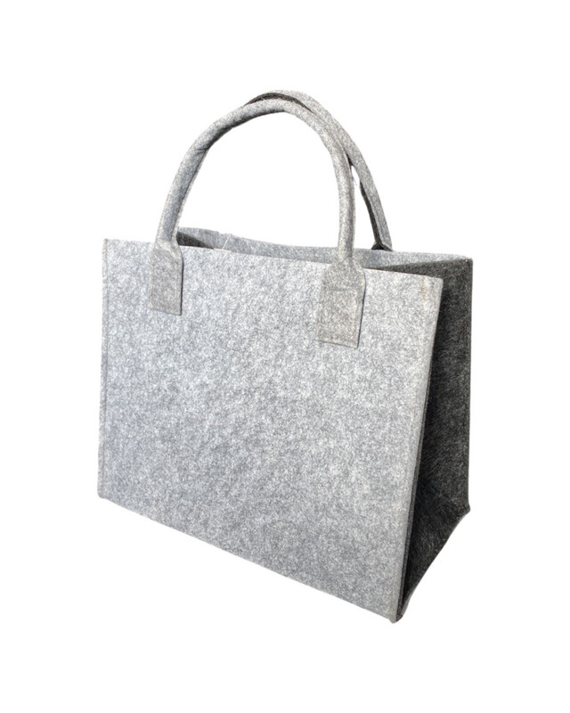 Tasche in Filz-Optik, zweifarbig grau/dunkelgrau mit Standfüßen