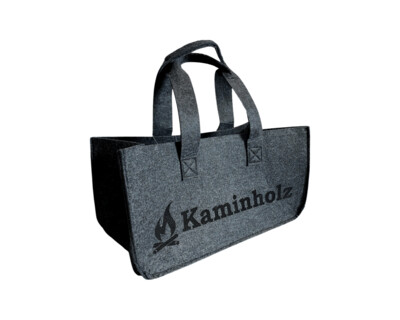 Tasche in Filz-Optik / Kaminholztasche, grau, personalisiert , verschiedene Varianten