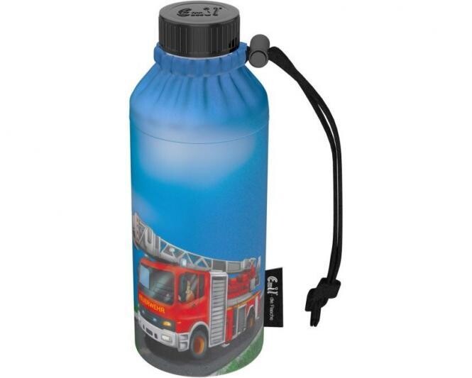 EMIL - Trinkflasche aus Glas im Set, 3-teilig mit Thermobehälter und Flaschenbeutel "Action" (Feuerwehr, Traktor) (0,4l oder 0,6l) personalisierbar