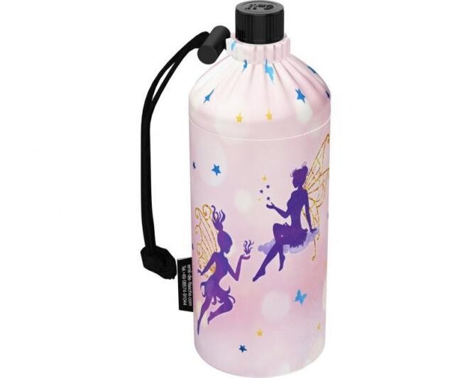 EMIL - Trinkflasche aus Glas im Set, 3-teilig mit Thermobehälter und Flaschenbeutel "Feen" (0,4l oder 0,6l) personalisierbar