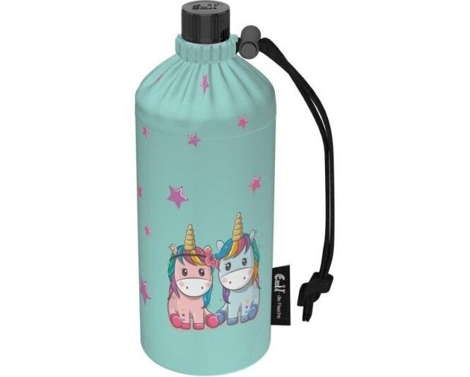 EMIL - Trinkflasche aus Glas im Set, 3-teilig mit Thermobehälter und Flaschenbeutel "Unicorns", (0,3l / 0,4l) personalisierbar, Größe: 0,3 Liter