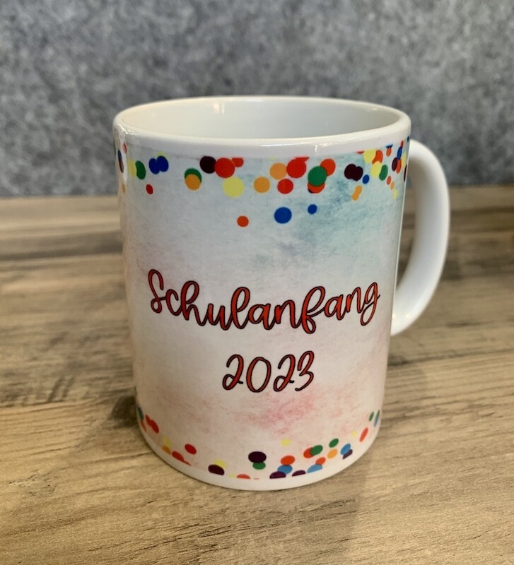 Tasse aus Keramik 330 ml , Regenbogen "Schulanfang 2023"