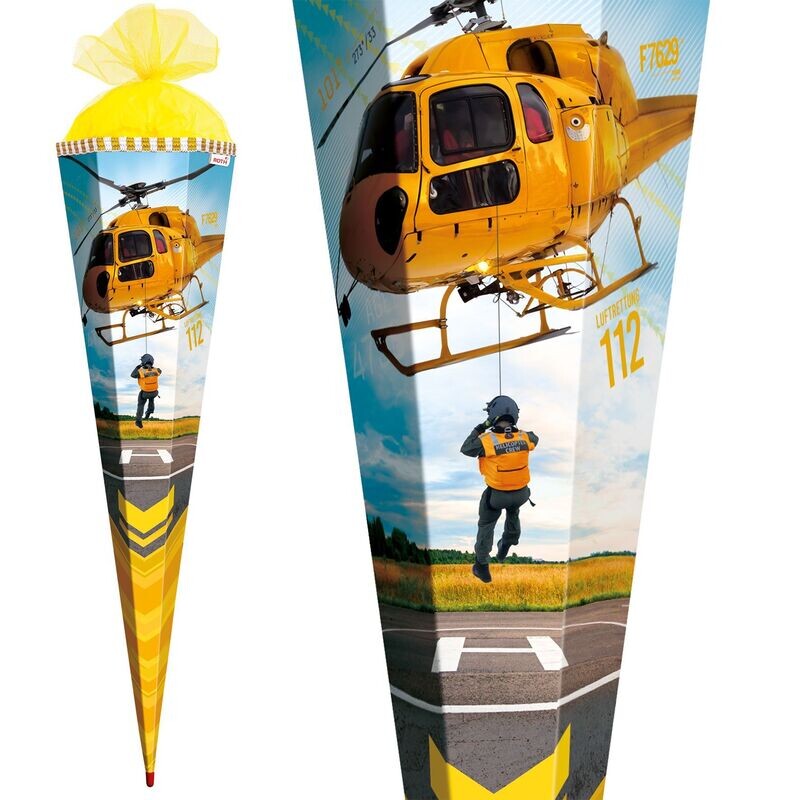 Zuckertüte / Schultüte ROTH, Helikopter, 85 cm, 6-eckig, Tüll Zuckertüte / Schultüte ROTH, Helikopter, 85 cm, 6-eckig, Tüll