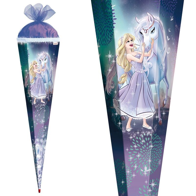 Zuckertüte / Schultüte ROTH, Königin im Eis, 85 cm, 6-eckig,  Tüll, Glitter