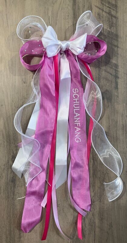 Schmuckschleife XL, für Zuckertüte, Bänder, personalisierbar, Glitzerschrift