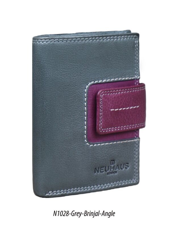 Neuhaus Damen-Wendbörse Leder grau/beere Neuhaus Damen-Wendbörse Leder grau/beere