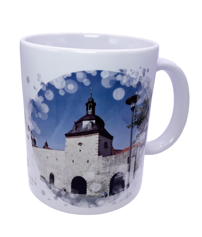 Tasse aus Keramik,  Motiv Stadt Mühlhausen Rabenturm / Inneres Frauentor