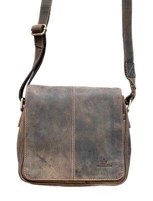 Damentasche mit Überschlag, Vintage-Leder Damentasche mit Überschlag, Vintage-Leder