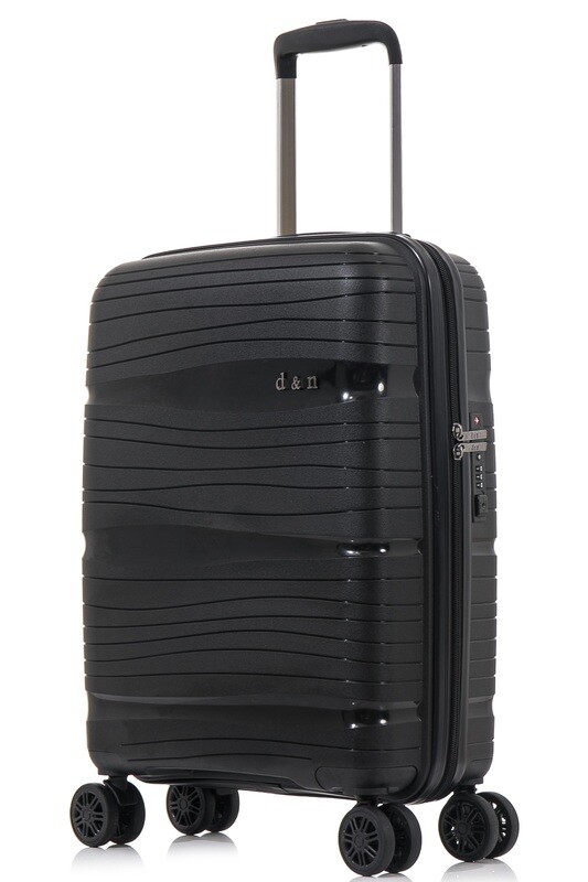 d&n, 4 Rollen Trolley, Polypropylen, Grösse S BORDGEPÄCK (55cm), schwarz