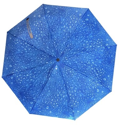 Damen-Supermini Regenschirm, Stahlgestell, Polyester-Bezug, Design „Raindrops“ø 90 cm