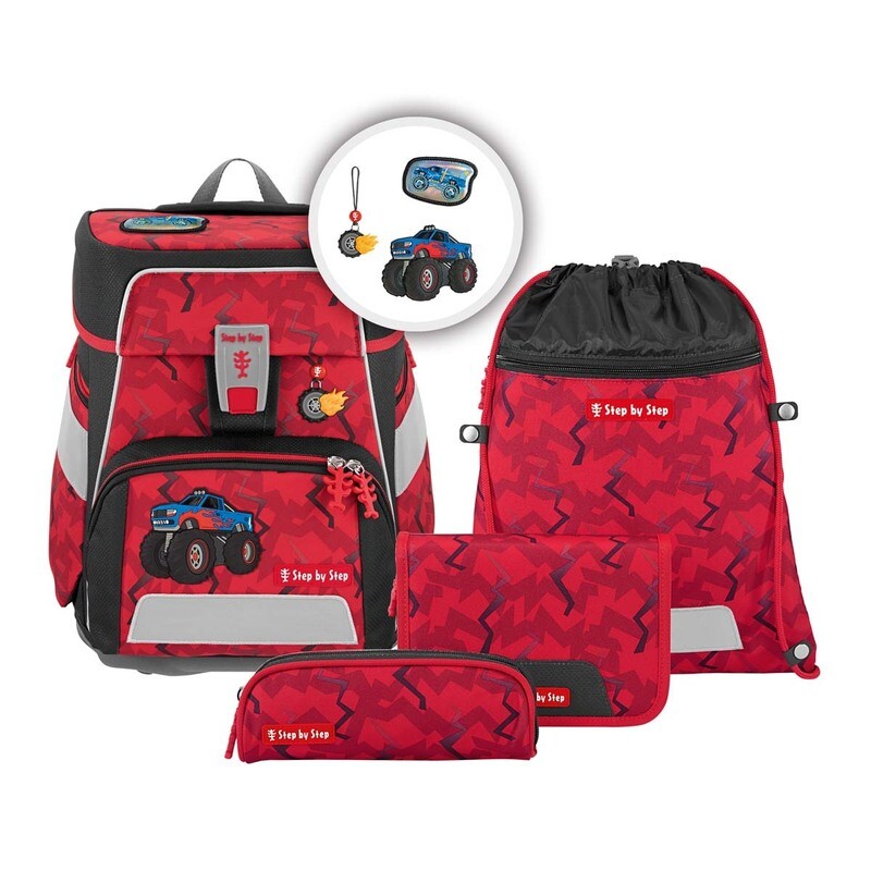 Step by Step, Space Schulranzen-Set, 5 teilig,  + GRATIS Warnweste / Warnkragen, MONSTER TRUCK ROCKY