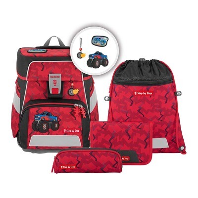 Step by Step, Space Schulranzen-Set, 5 teilig,  + GRATIS Warnweste / Warnkragen, MONSTER TRUCK ROCKY