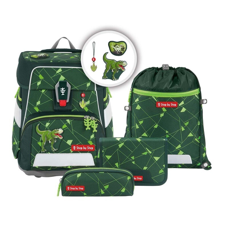 Step by Step, Space SHINE, Schulranzen-Set, 5 teilig, DINO NIGHT TYRO, (Special Edition)