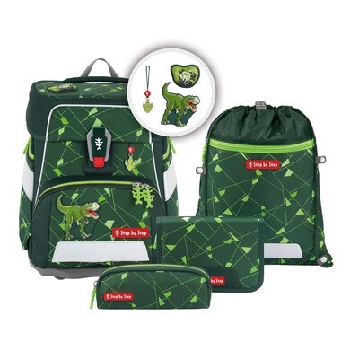 Step by Step, Space SHINE, Schulranzen-Set, 5 teilig, DINO NIGHT TYRO, (Special Edition)