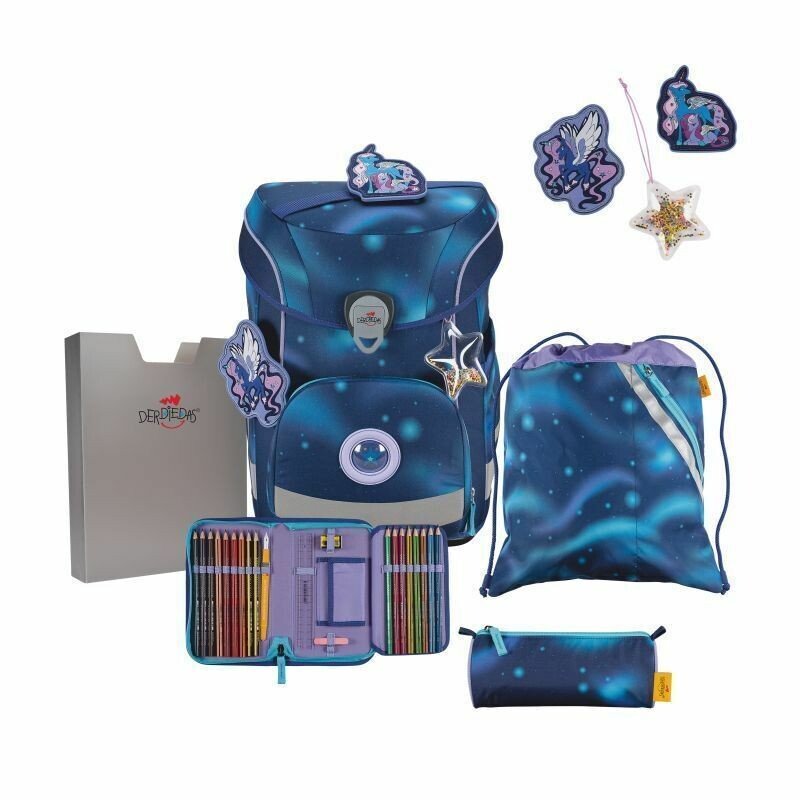 DerDieDas, ErgoFlex Easy *Luna, Schulranzen-Set 6-teilig, Trendsport + GRATIS Warnweste / Warnkragen