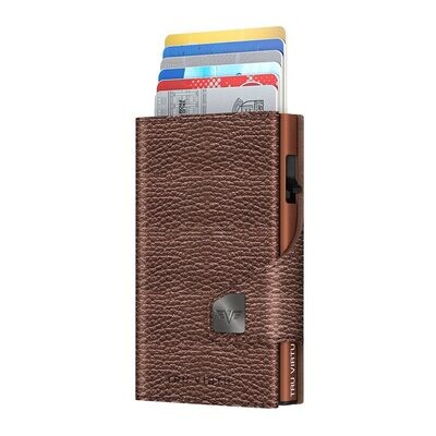 Tru Virtu® Wallet CLICK & SLIDE Leather Line Metallic Brown/Brown