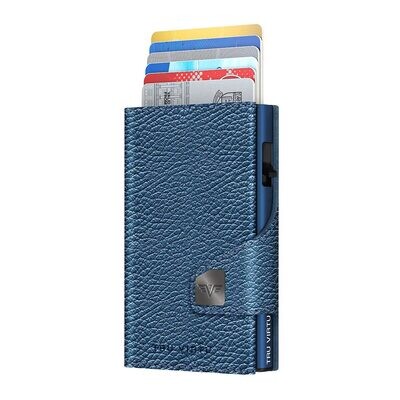 Tru Virtu® Wallet CLICK & SLIDE Leather Line Metallic Blue/Blue