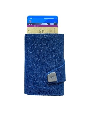 Tru Virtu® Wallet CLICK & SLIDE Leather Line Blue/Titan