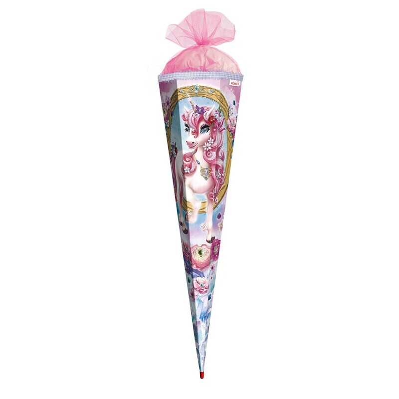 Zuckertüte / Schultüte ROTH, Einhorn Beauty m. Glitter, 85 cm, eckig, Tüll