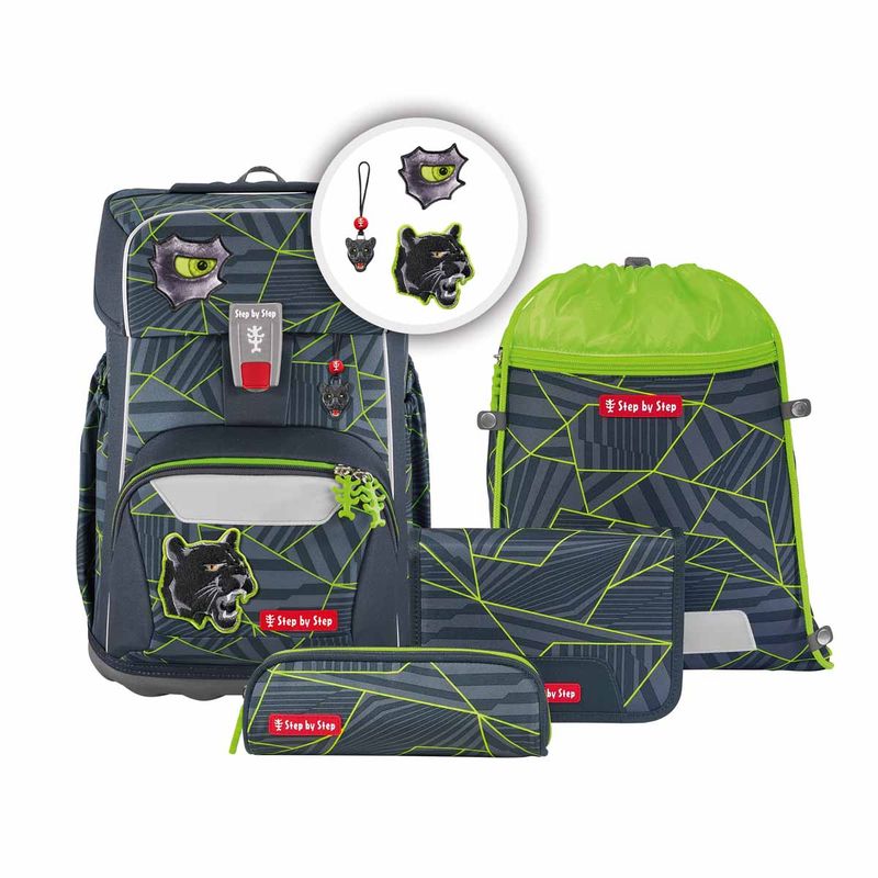 Step by Step, Giant - Der große Schulrucksack - Set 5 teilig, DARK CAT CHIKO