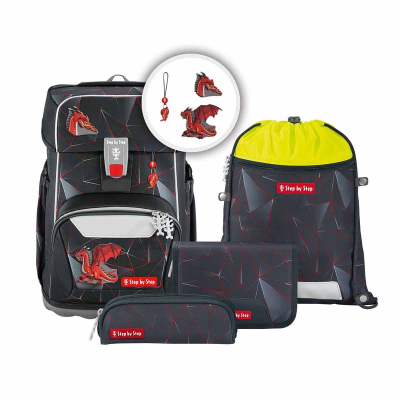 Step by Step, Giant - Der NEUE große Schulrucksack - Set 5 teilig, DRAGON DRAKO
