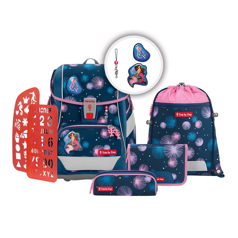 Step by Step, 2in1 Plus,  Schulranzen-Set, 6 teilig,+ GRATIS Warnweste / Warnkragen, MERMAID DELIA