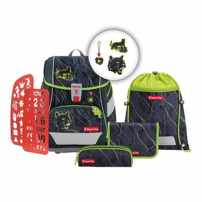 Step by Step, 2in1 Plus,  Schulranzen-Set, 6 teilig, + GRATIS Warnweste / Warnkragen, DANGER CAT CHIKO