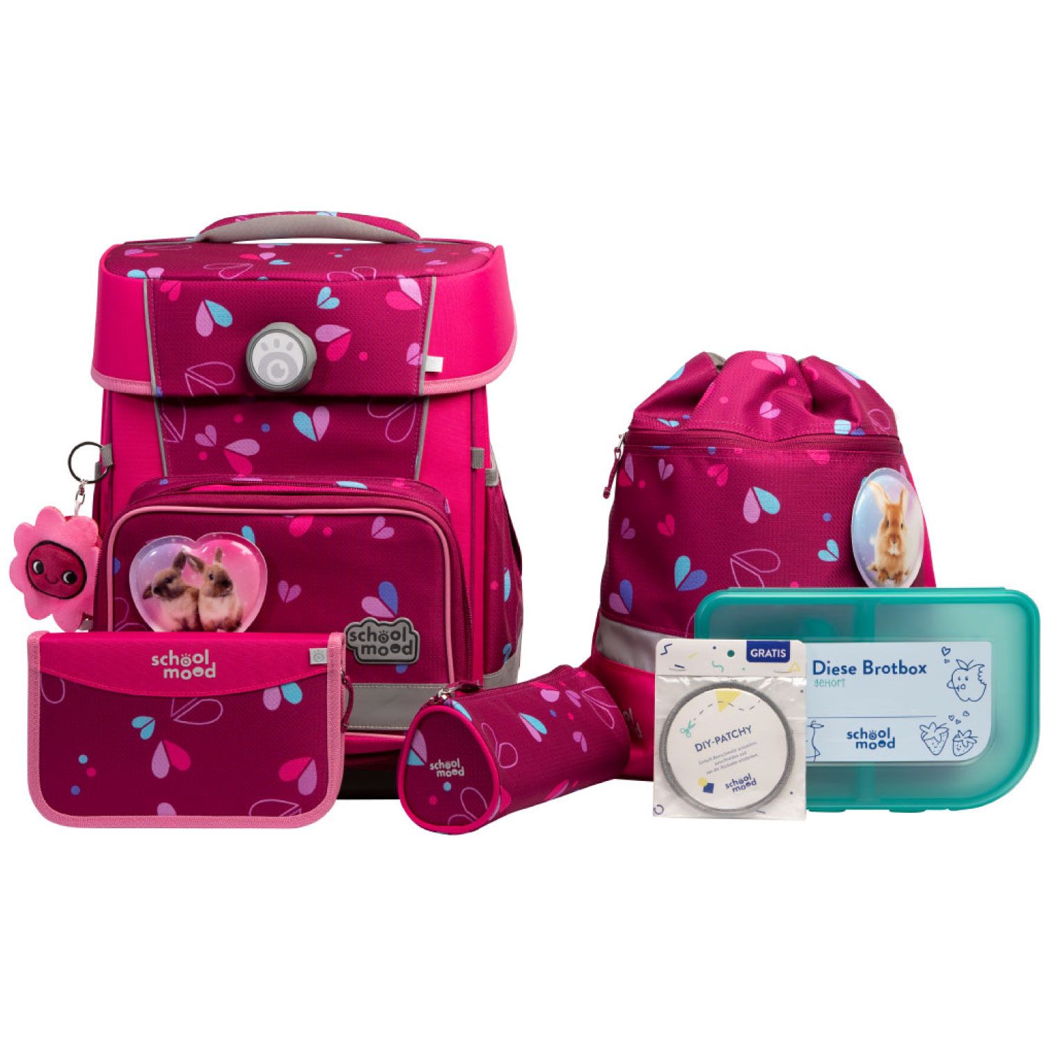School Mood, Schulranzen - Set (7-teilig), Champion PRO Klara (Häschen)
