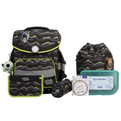 School Mood Schulranzenset 7teilig,+ GRATIS WARNWESTE, Timeless PRO, Finn (Raubkatzen)