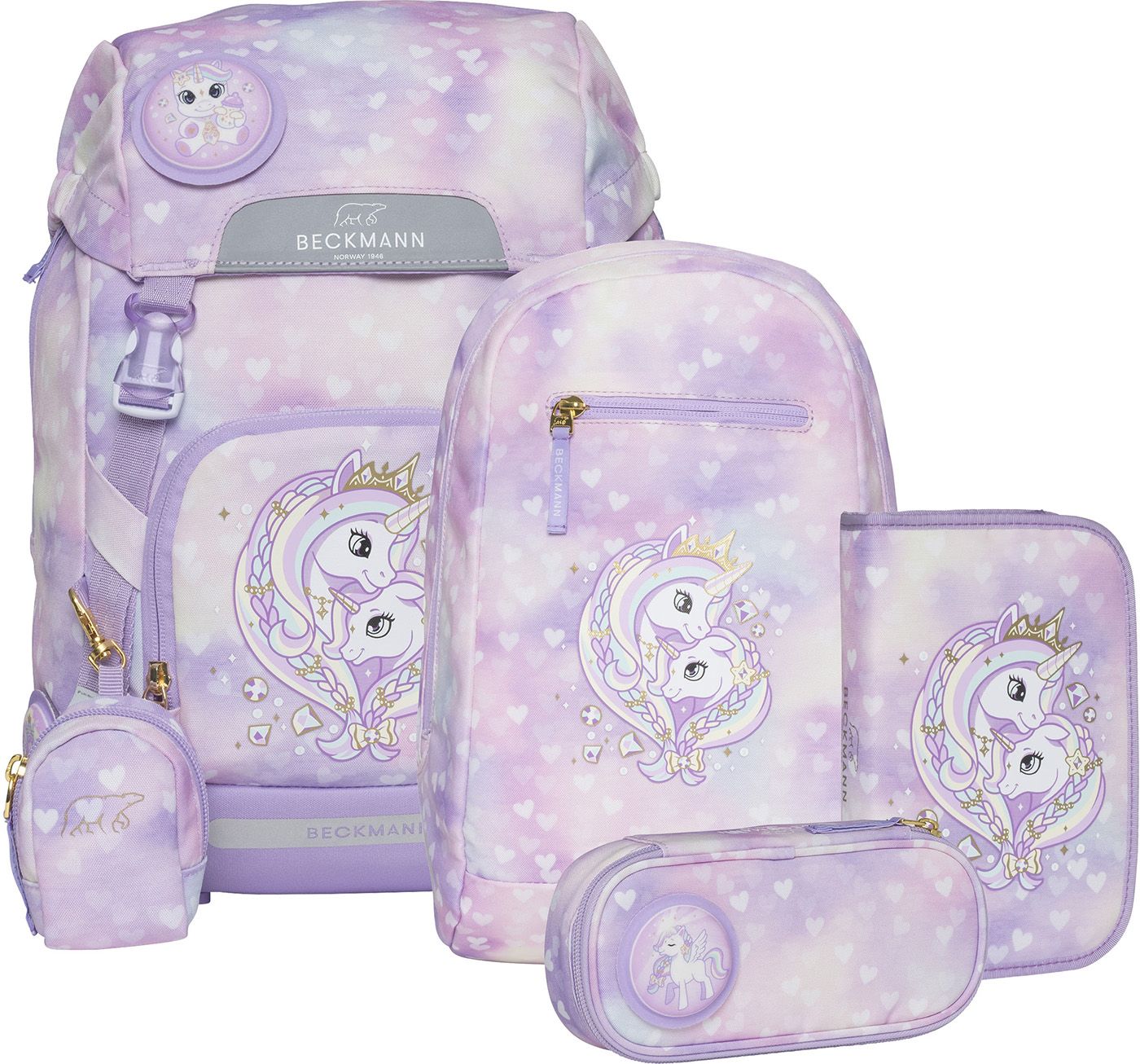 Beckmann® Schulranzen-Set *Classic Maxi, Unicorn Princess Purple