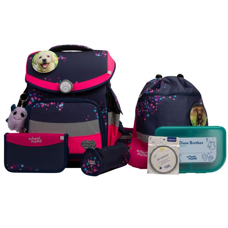 School Mood Schulranzenset 7teilig,+ GRATIS WARNWESTE, Timeless PRO, Leni (Hund) School Mood Schulranzenset 7teilig,+ GRATIS WARNWESTE, Timeless PRO, Leni (Hund)