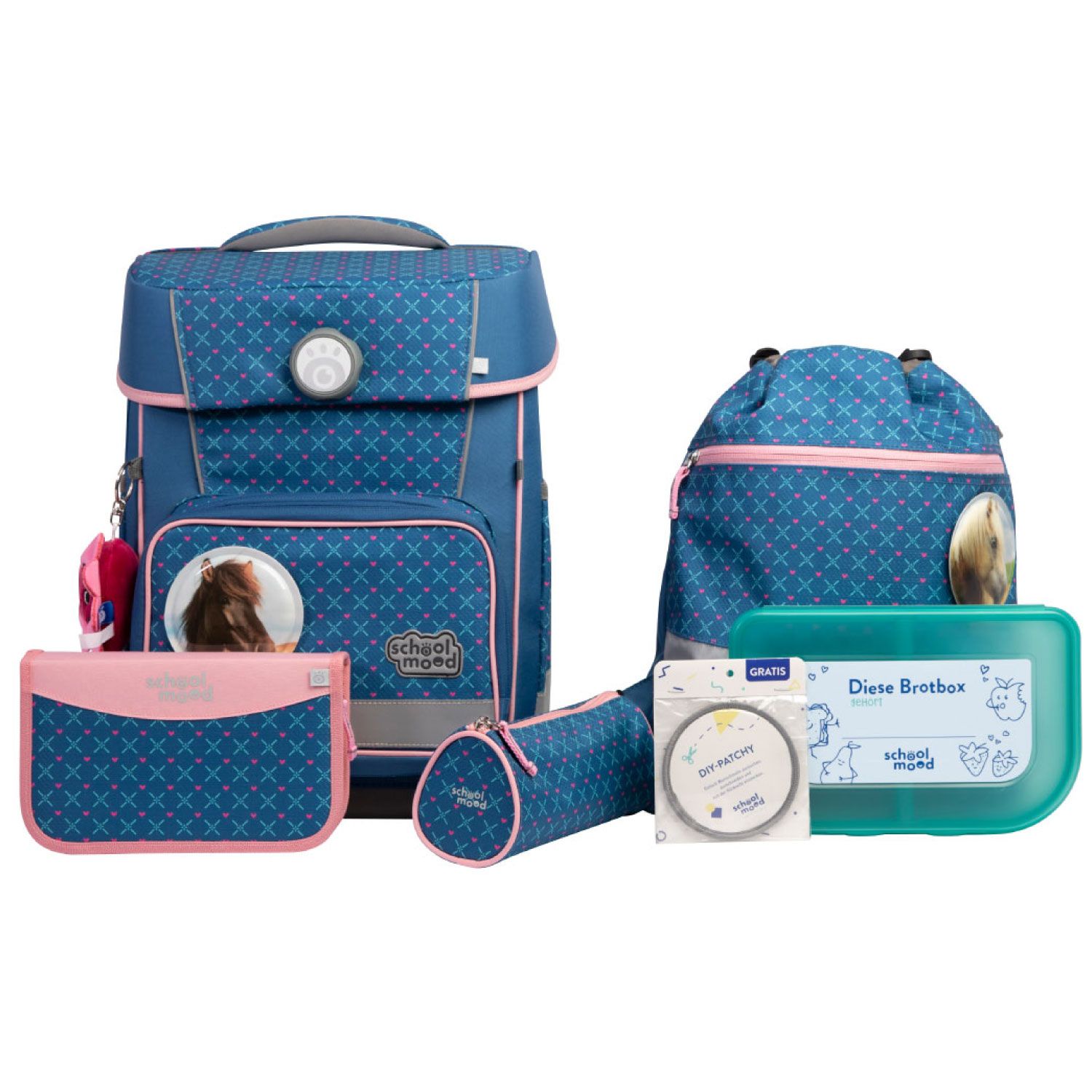 School Mood, Schulranzen - Set (7-teilig), Champion PRO Mila (Pferd)