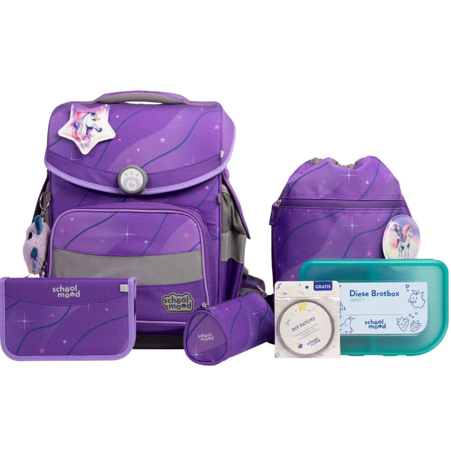School Mood Schulranzenset 7teilig,+ GRATIS WARNWESTE, Timeless PRO, Marie (Pegasus)