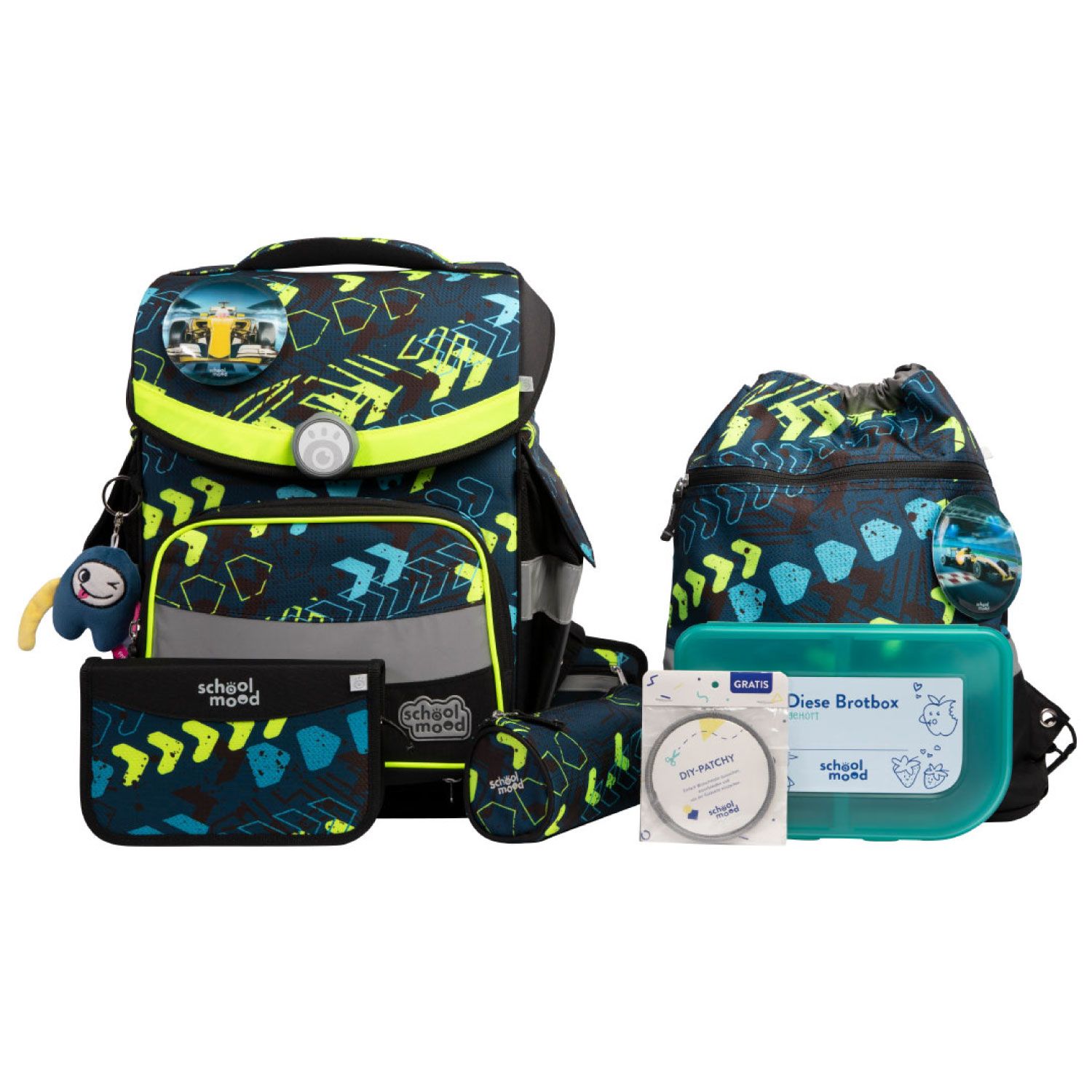 School Mood Schulranzenset 7teilig,+ GRATIS WARNWESTE, Timeless PRO, ELIAS (Racing)