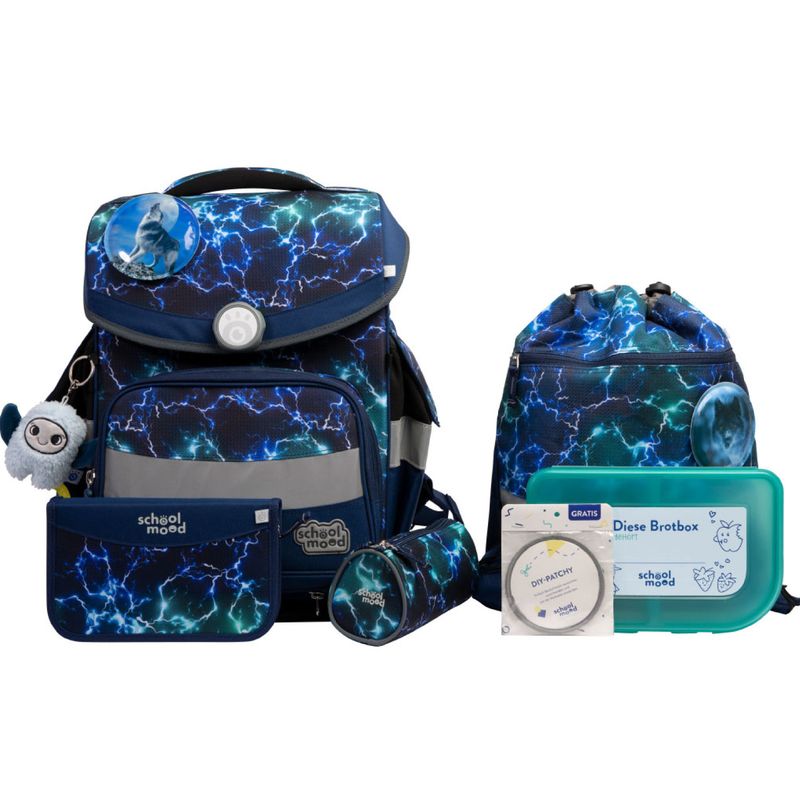 School Mood Schulranzenset 7teilig,+ GRATIS WARNWESTE, Timeless PRO, Felix (Wolf)