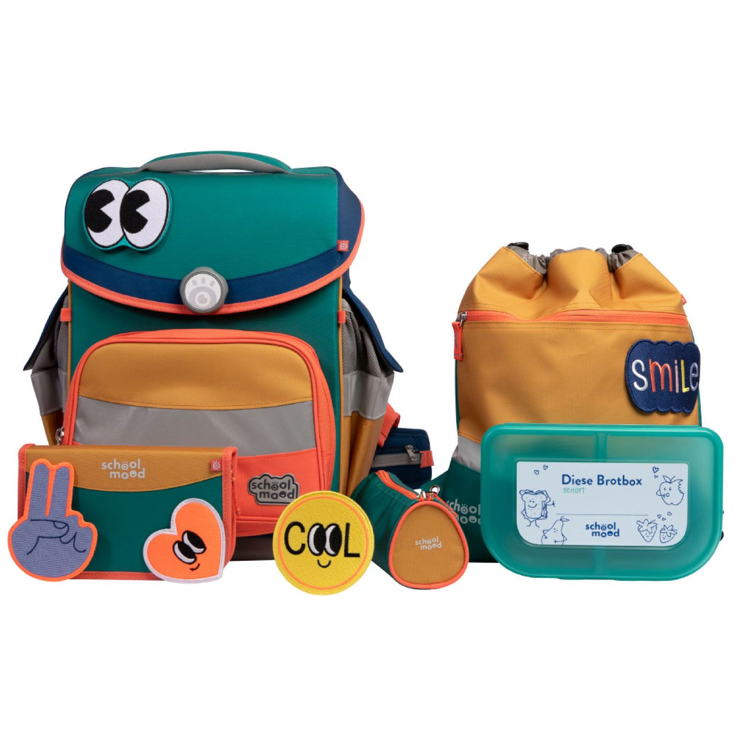 School Mood Schulranzenset 6teilig, Timeless PRO, *Happy Emerald (Happy Colours Collection)