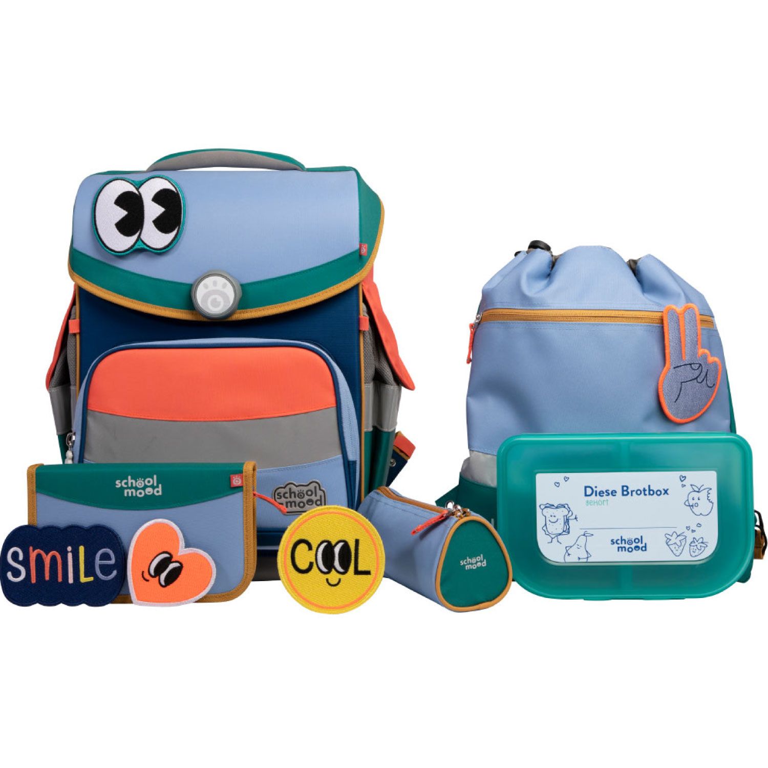 School Mood Schulranzenset 6teilig, Timeless PRO, *Happy Sapphire (Happy Colours Collection)