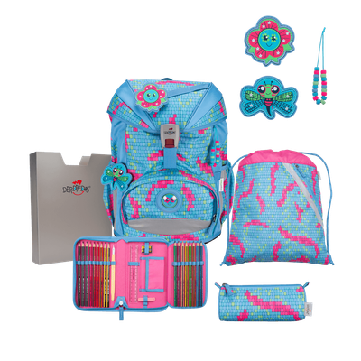 DerDieDas ErgoFlex  *Happy Pixel Schulrucksack/Schulranzen Set 5tlg. - Der Flexible!