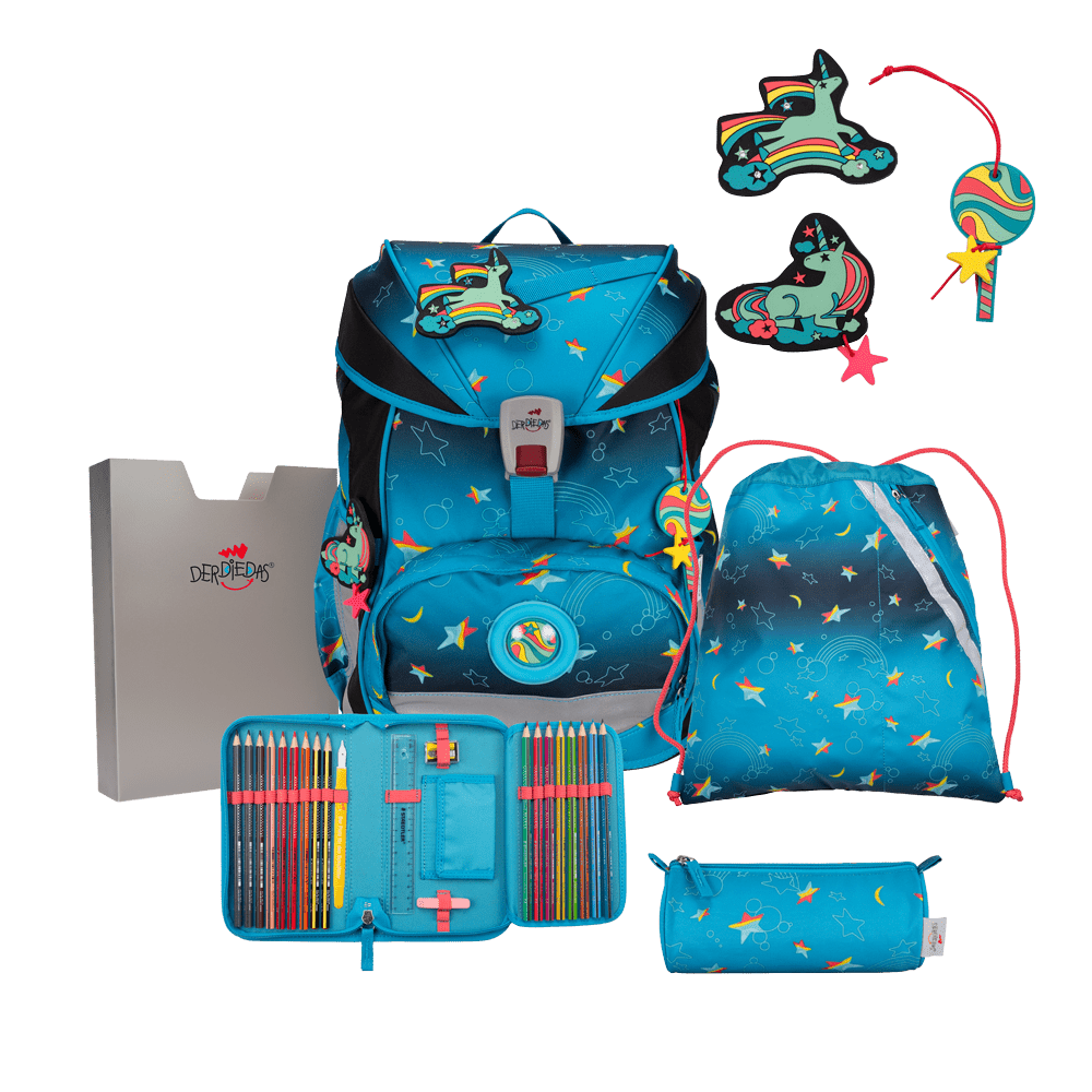 DerDieDas ErgoFlex Exklusiv LED Rainbow Star - Schulranzen Set 5tlg. - Der Flexible!