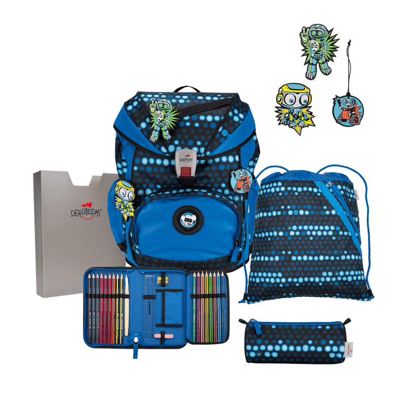 DerDieDas ErgoFlex Exklusiv Superflash *Blue Robot - Schulranzen Set 5tlg.