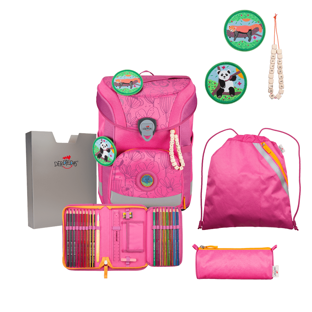 DerDieDas, ErgoFlex Easy Exclusiv ECO *Pink Planet Schulranzen-Set 5-teilig,