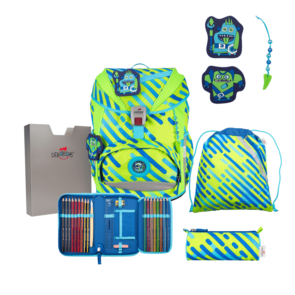 DerDieDas ErgoFlex Exklusiv NEON *Neon Monster - Schulranzen Set 5tlg.