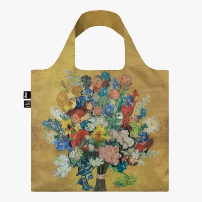 LOQI Van Gogh, Goldfarbene Tasche m.Blumen, Faltbeutel LOQI Van Gogh, Goldfarbene Tasche m.Blumen, Faltbeutel