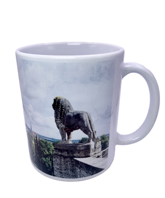 Tasse aus Keramik weiß, Motiv Stadt Mühlhausen, Mühlhäuser Löwe Tasse aus Keramik weiß, Motiv Stadt Mühlhausen, Mühlhäuser Löwe