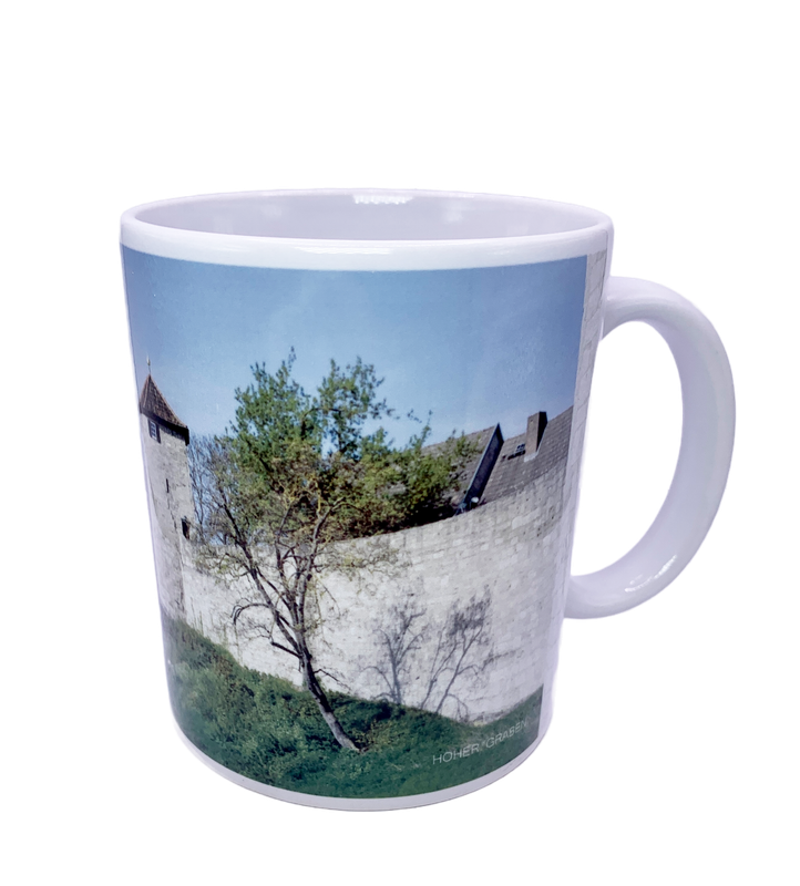 Tasse aus Keramik, weiß,  Motiv Stadt Mühlhausen Hoher Graben