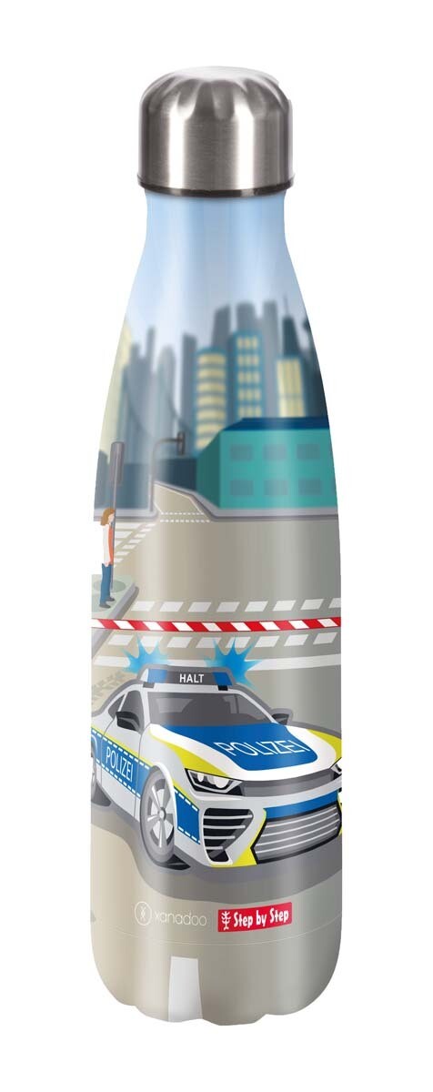 Step by Step, isolierte Edelstahl-Trinkflasche, „Police Car Cody“