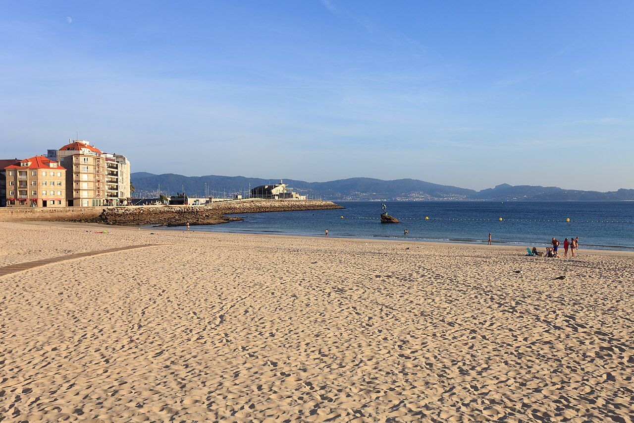 Silgar Beach and seafront in Sanxenxo, Galicia